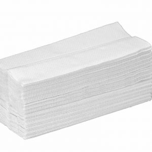 pile of c fold 2 ply white hand towels