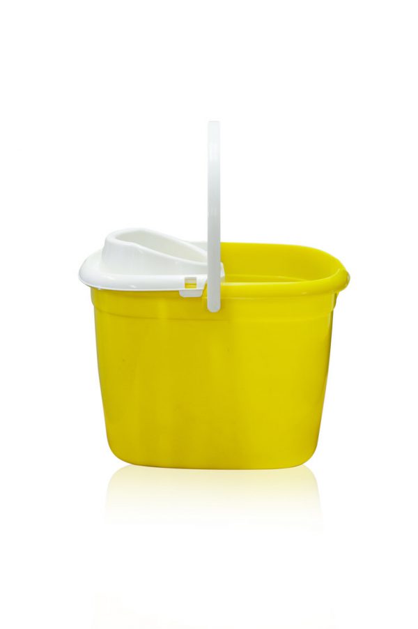 plastic yellow 2 gallon bucket with white wringer