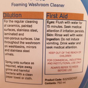 1st 4 Flite - Foaming Washroom Cleaner 750ml first aid